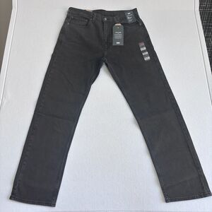 Levi's 505 Regular Straight Jeans Mens 36x34 Black Stretch Soft Mid-weight NWT